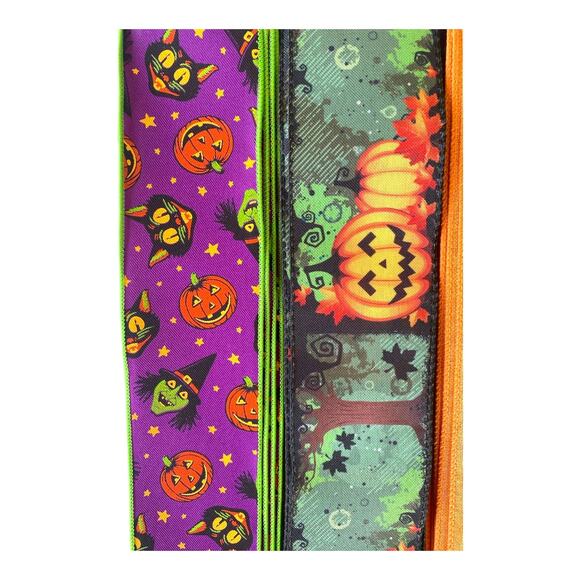 Halloween Pumpkin Man Sign & Ribbon Bundle – DIY Wreath Supply Kit or Fall Swag - Picture 5 of 5